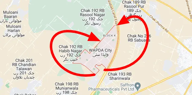 Wapda City Faisalabad map