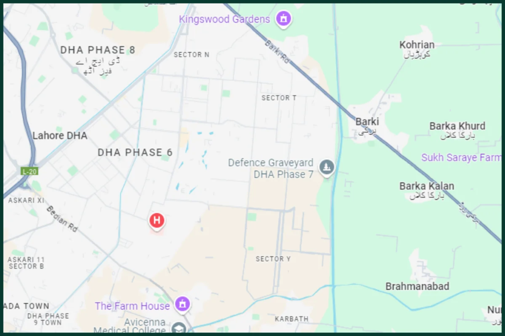 DHA Phase 7 Lahore Google Map Location