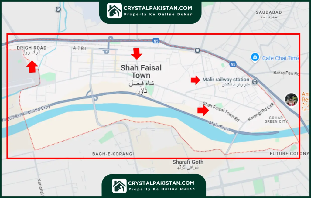 Shah Faisal colony Location