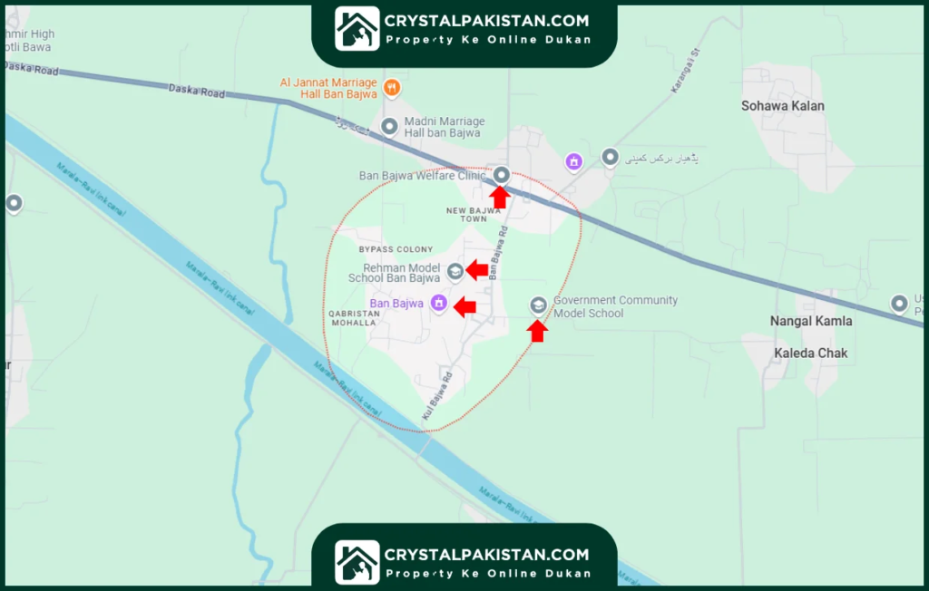 Ban Bajwa sialkot map