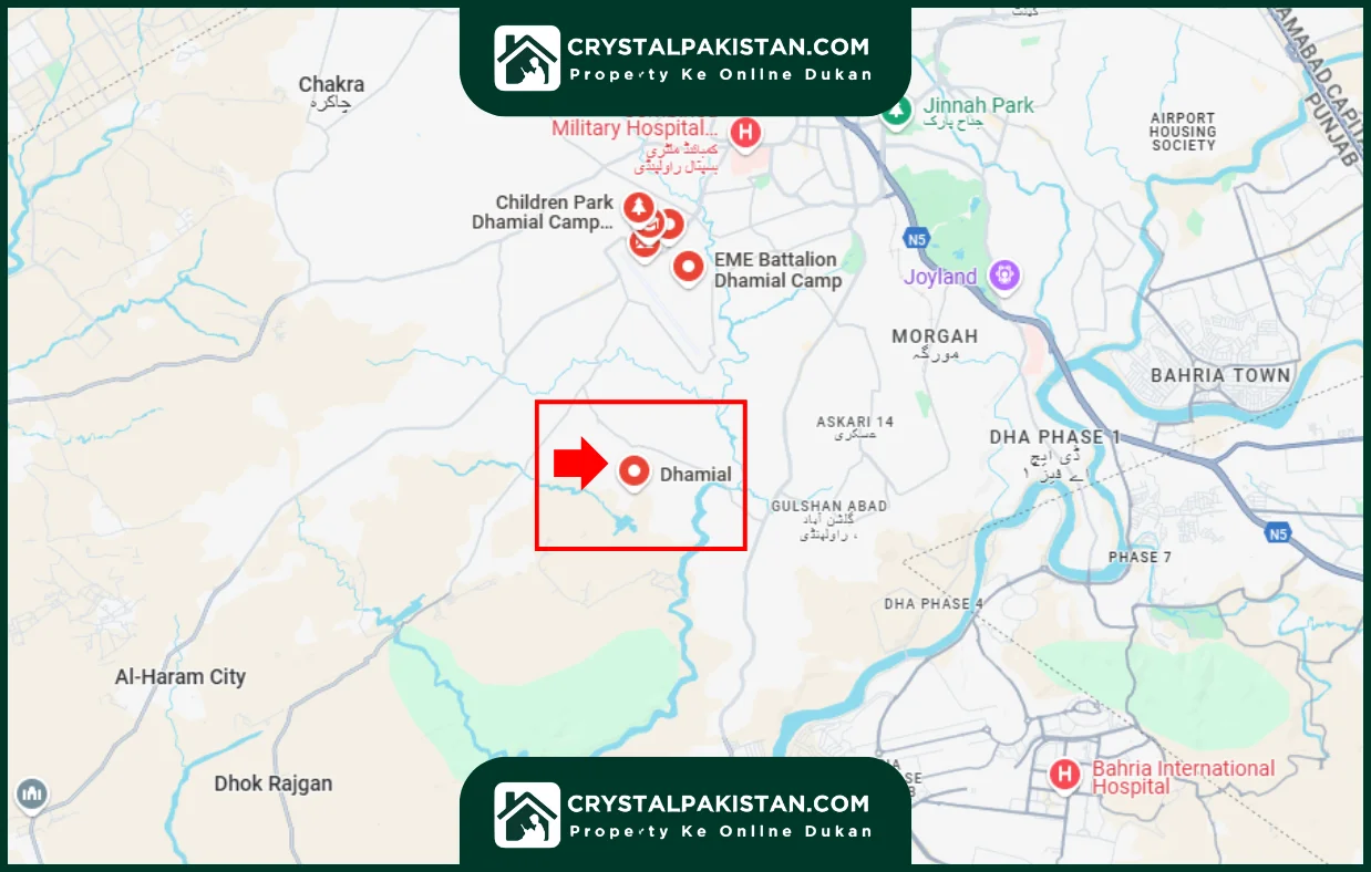 Dhamial Camp Rawalpindi map