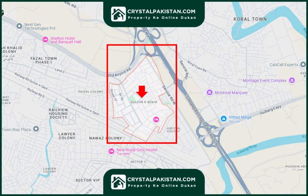 Gulzar e Quaid Rawalpindi map