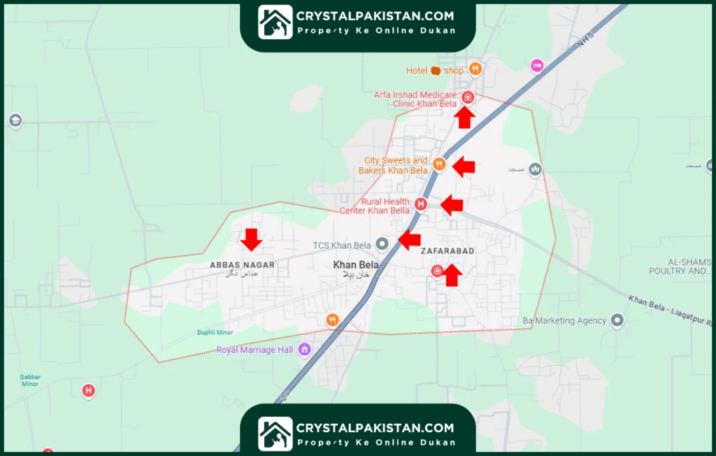 Khan Bela Rahim Yar Khan map
