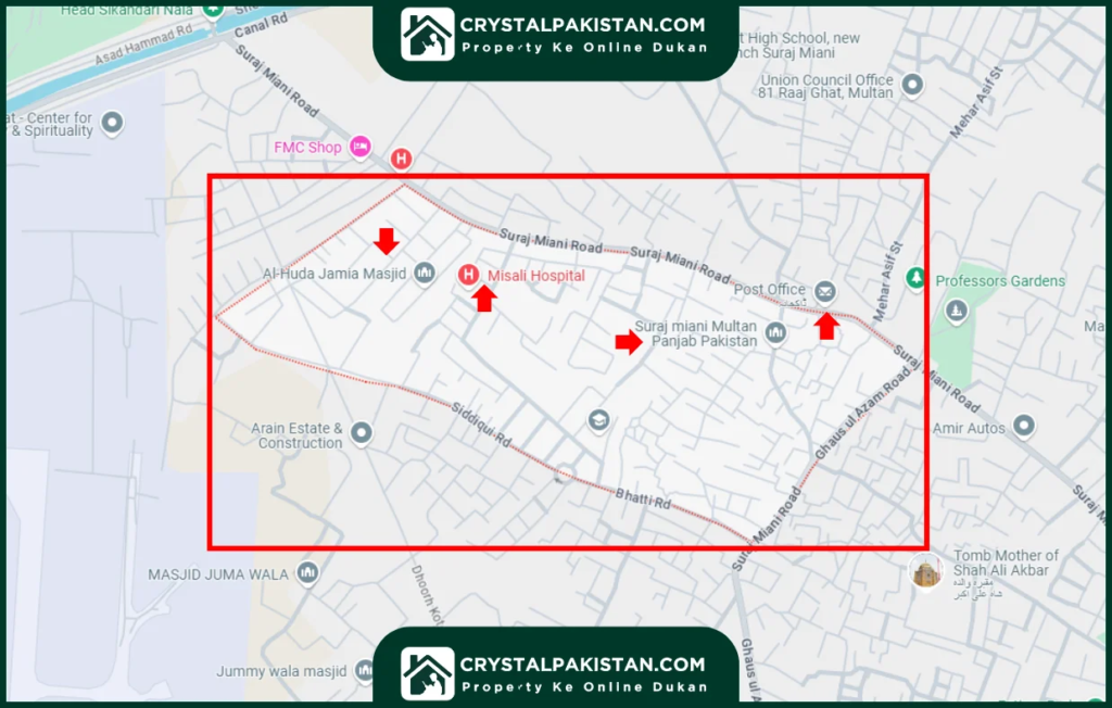 Suraj Miani Multan map