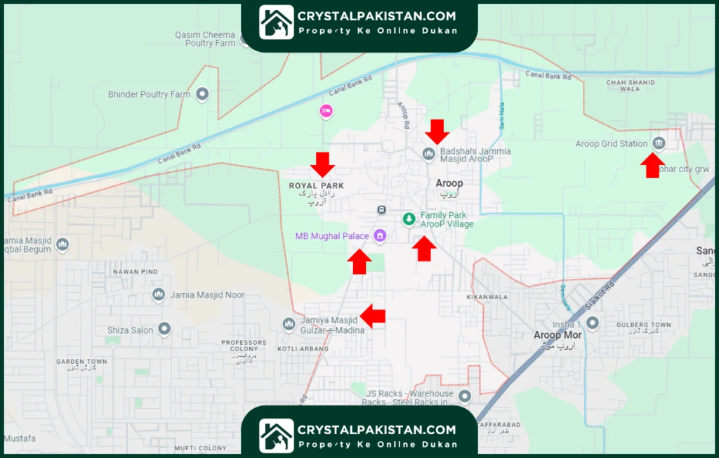 Aroop Gujranwala Map