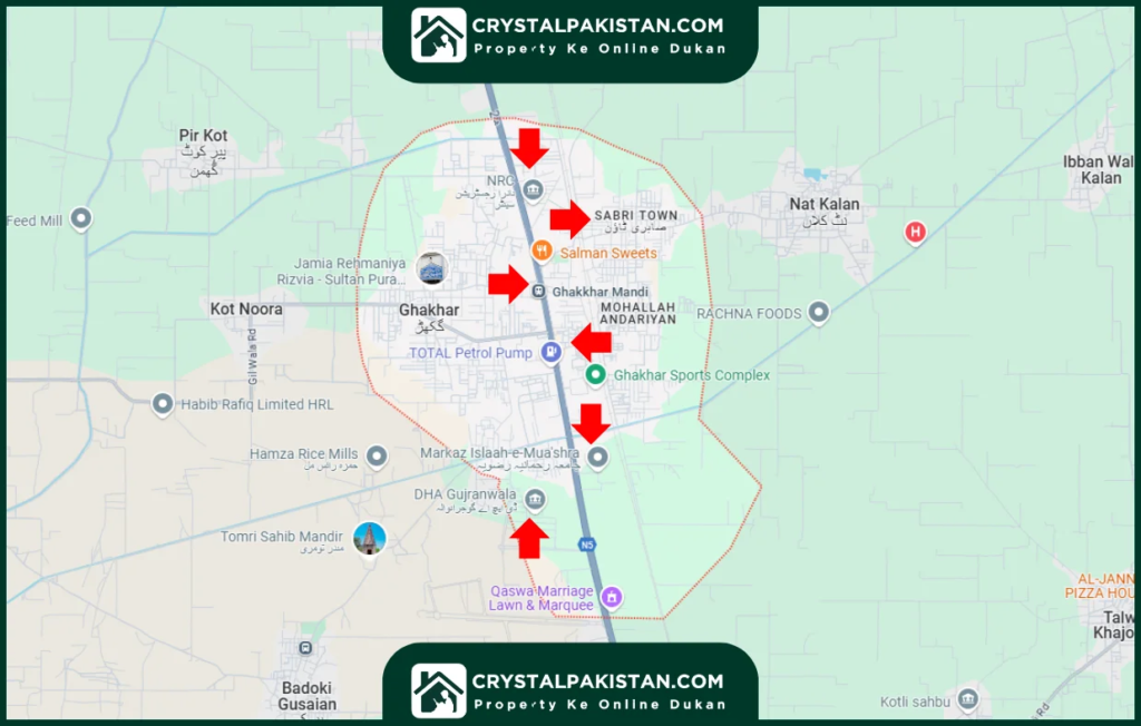 Ghakhar Mandi gujranwala Map