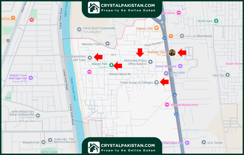 Jalil Town Gujranwala Map
