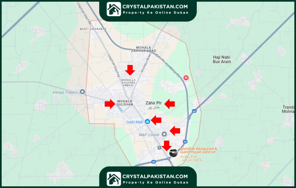 Zahir Peer Rahim Yar Khan map