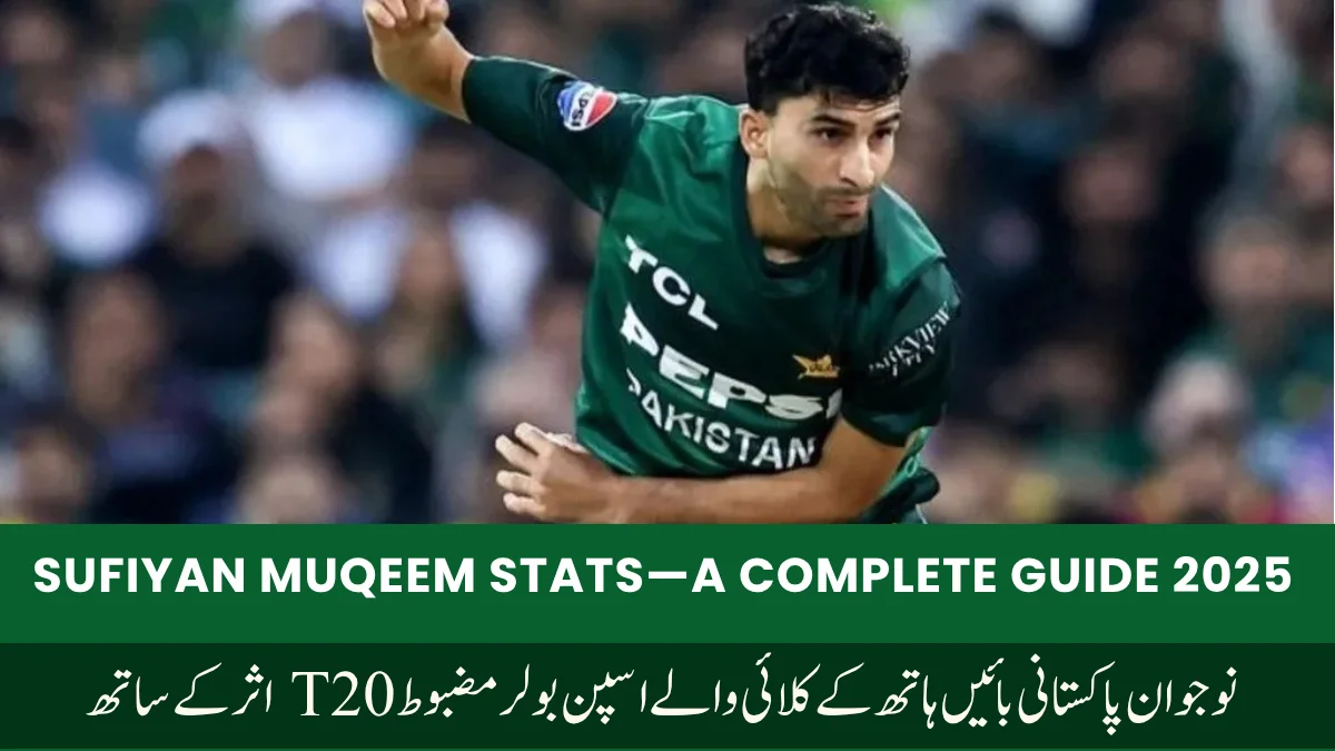 Sufiyan Muqeem in action as a left-arm wrist spin bowler showcasing impressive Sufiyan Muqeem stats in cricket.