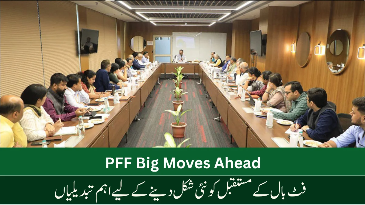 PFF Big Moves Ahead meeting discussing major football changes with officials planning future strategies around a large conference table