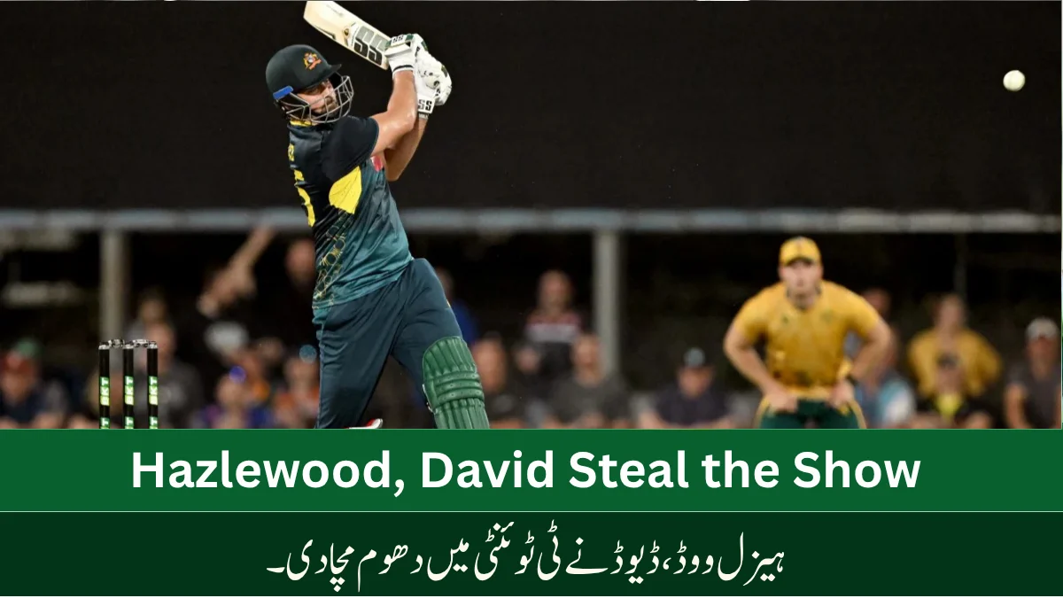 Tim David plays a powerful shot as Hazlewood shines with the ball — David, Hazlewood star as Aussies take opening T20I.
