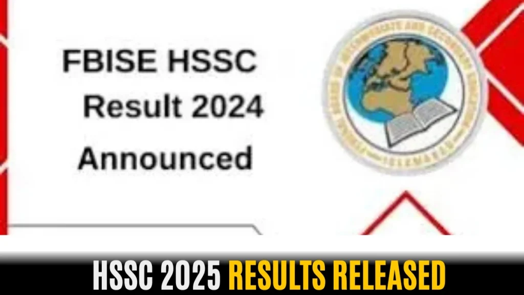 Official announcement banner showing HSSC 2025 Results Released with board emblem for students to check scores online.