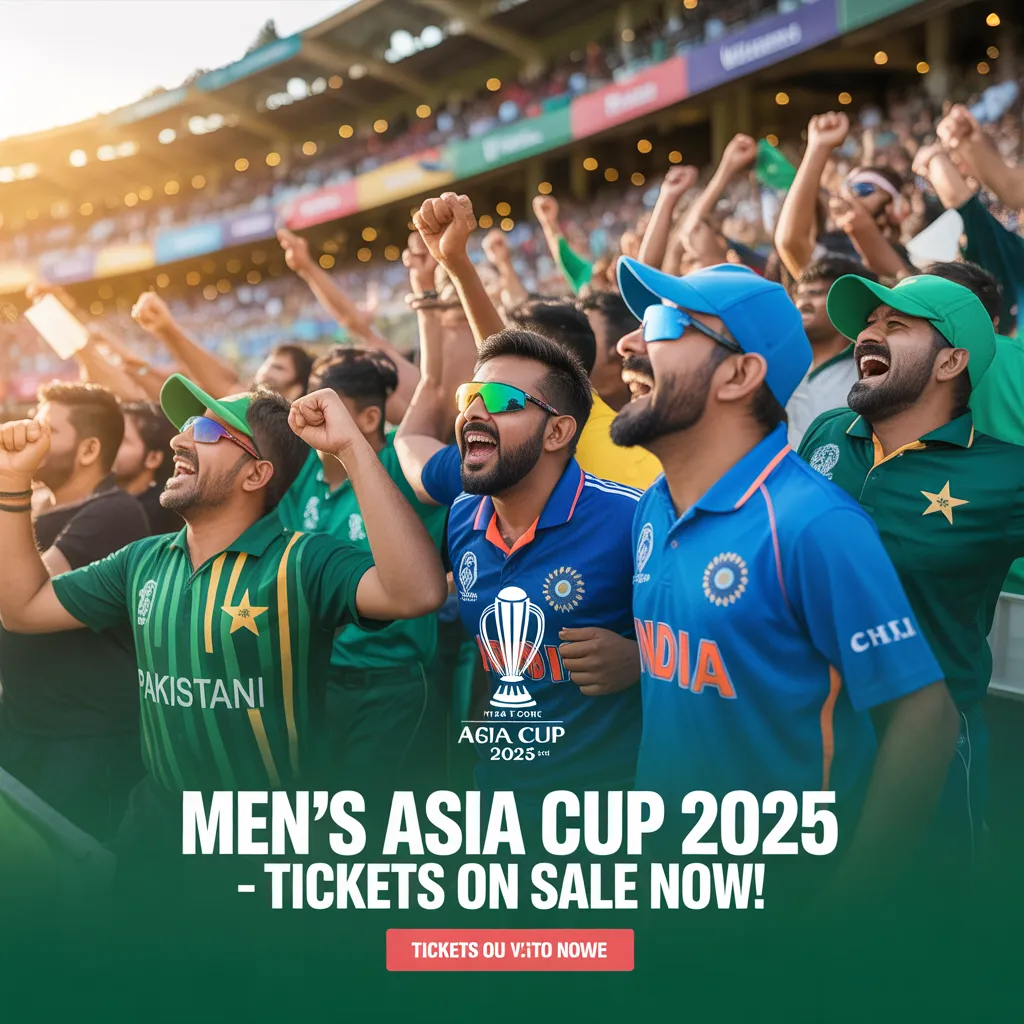 Men Asia Cup 2025 Tickets On Sale – Fans cheering during Pakistan vs India match, get your tickets now for the thrilling event.