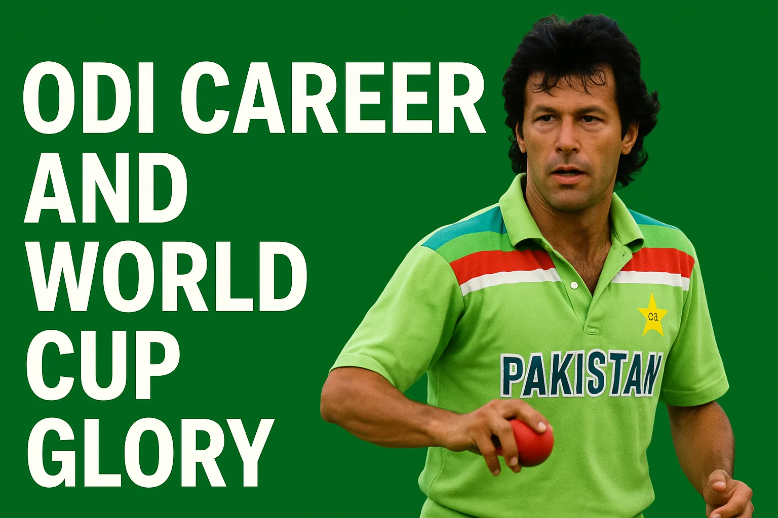 ODI Career and World Cup Glory of Imran Khan, highlighting his 1992 Cricket World Cup victory and legendary performance.