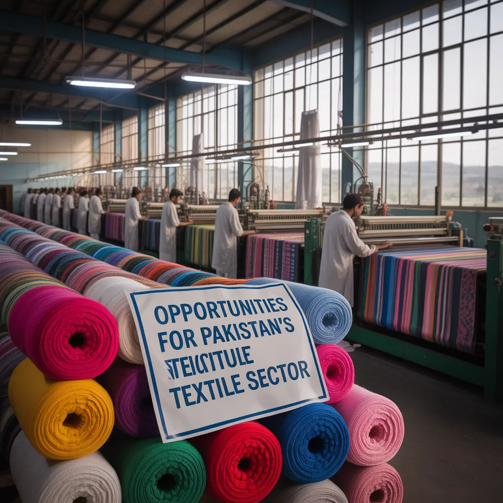Opportunities for Pakistan’s Textile Sector as workers produce colorful fabrics in a modern garment factory