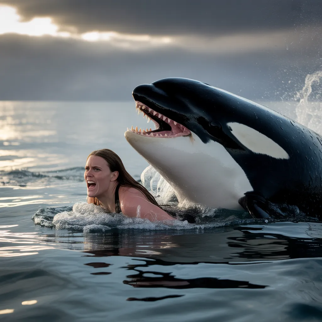 Jessica Radcliffe Orca attack captured in dramatic ocean scene showing rare killer whale aggression and human survival