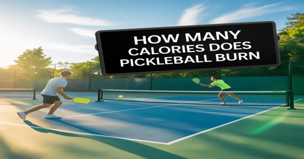 Players enjoying pickleball on court – How Many Calories Does Pickleball Burn and best paddle for badminton players.