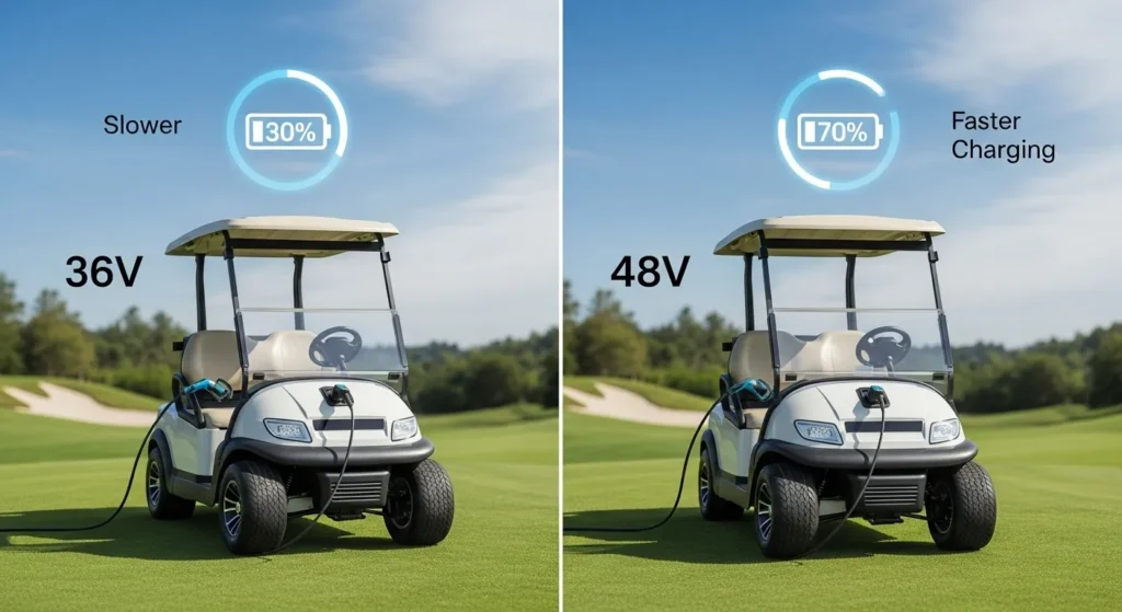How long does it take to charge a golf cart – 36V vs 48V battery charging speed comparison on the course