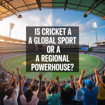 Fans watching a cricket match in a packed stadium questioning if soccer is the only universal game or cricket is close behind.