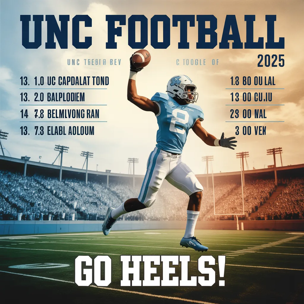 UNC Football Schedule 2025 with Tar Heels player in action and upcoming college football season details
