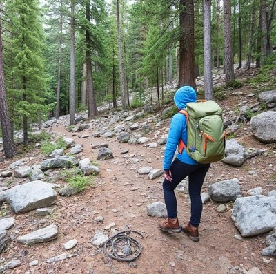 Backpacker on forest trail showing what to wear for multi-day hikes with layered clothing and gear.