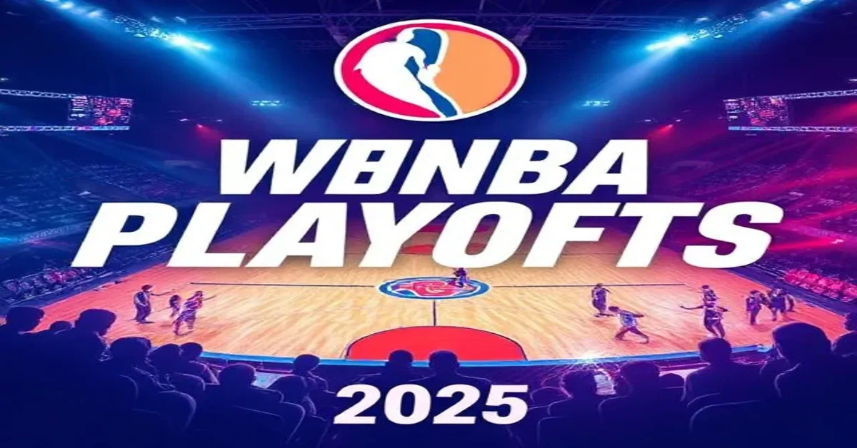 Exciting basketball action in packed arena during WNBA Playoffs 2025, with fans watching under bright stadium lights.