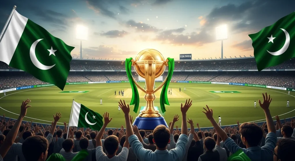 Imran Khan Stadium honours 1992 World Cup team with fans celebrating Pakistan’s cricket victory.